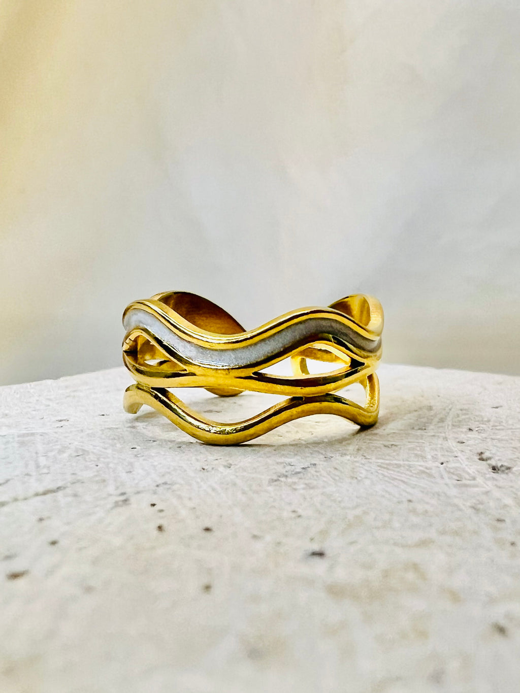 Elysian Loop — gold-plated stainless steel ring by Arayeh