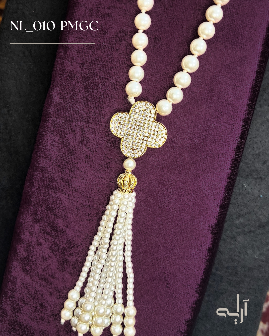 Gold Clover Pearl Maala