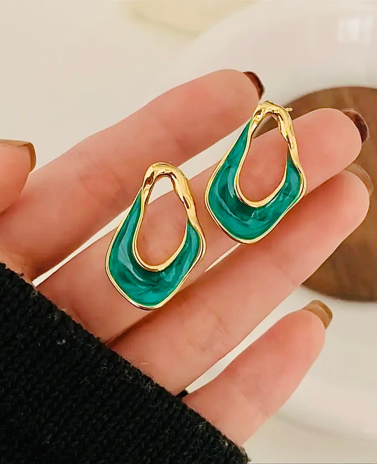 Enamel Wave Drop Studs