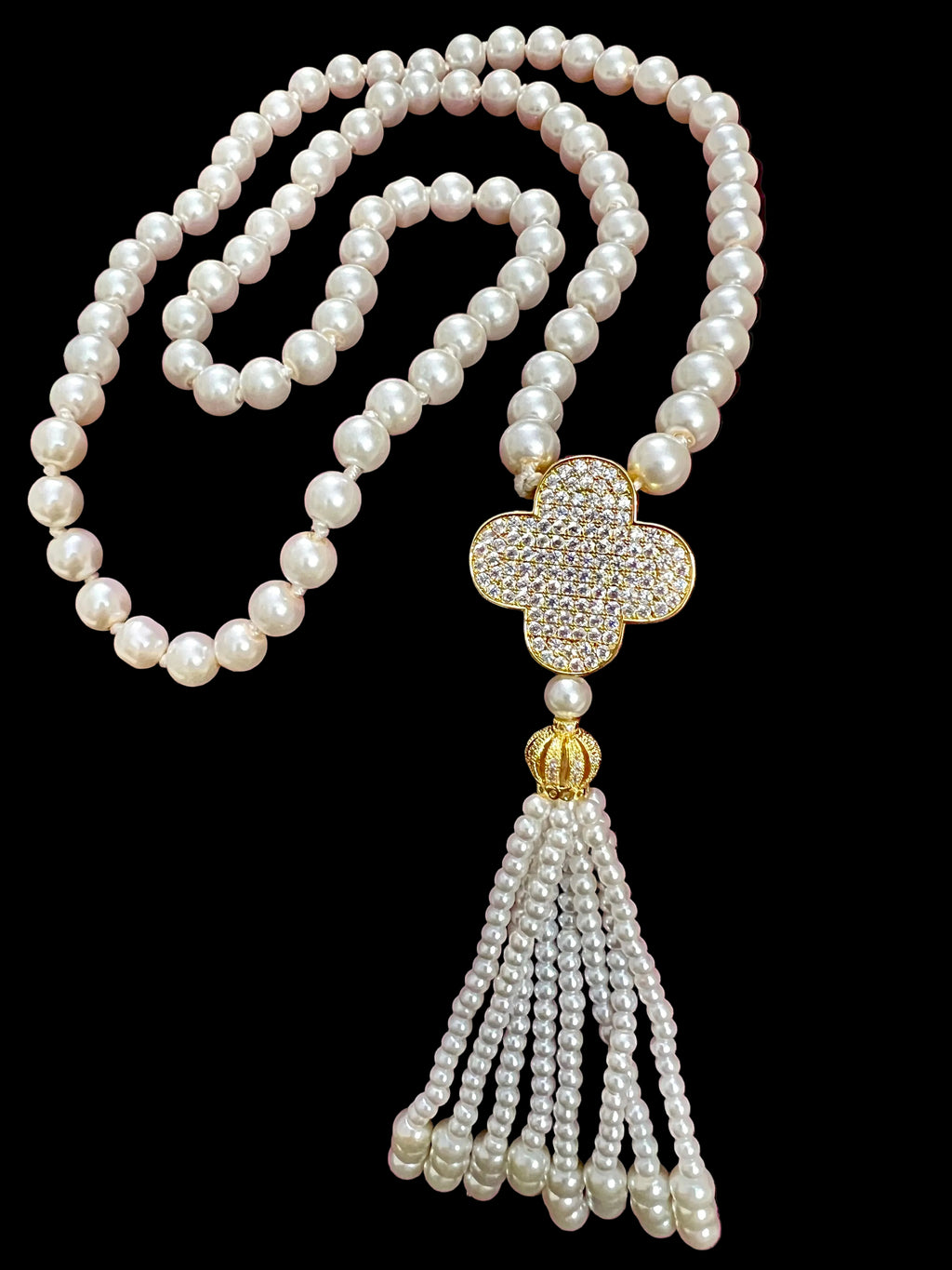 Gold Clover Pearl Maala