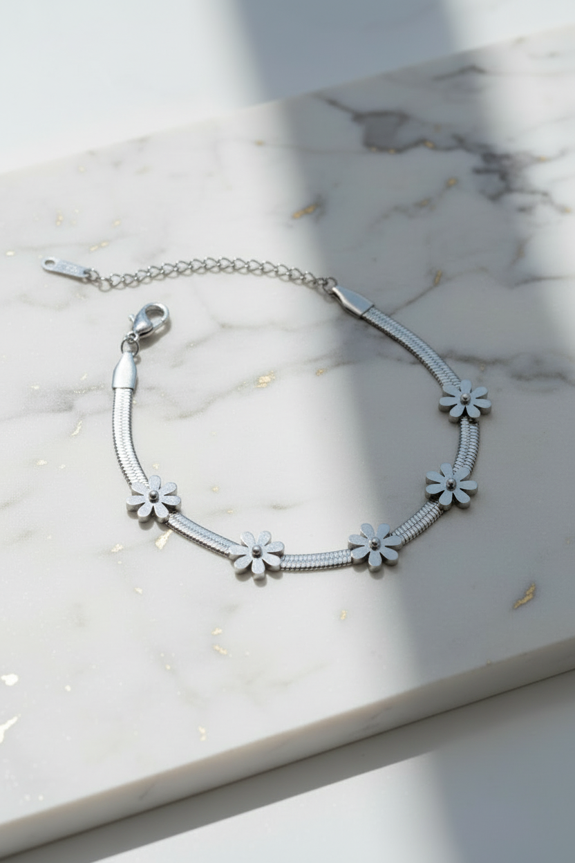 Floral Charm — gold-plated stainless steel bracelet by Arayeh, view 4