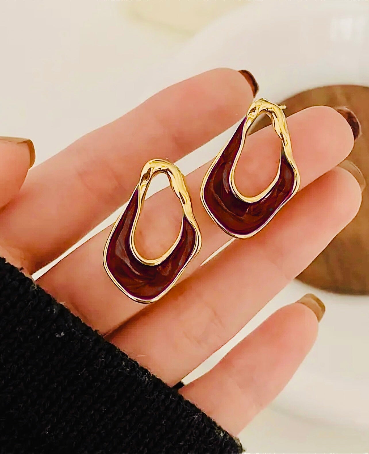 Enamel Wave Drop Studs