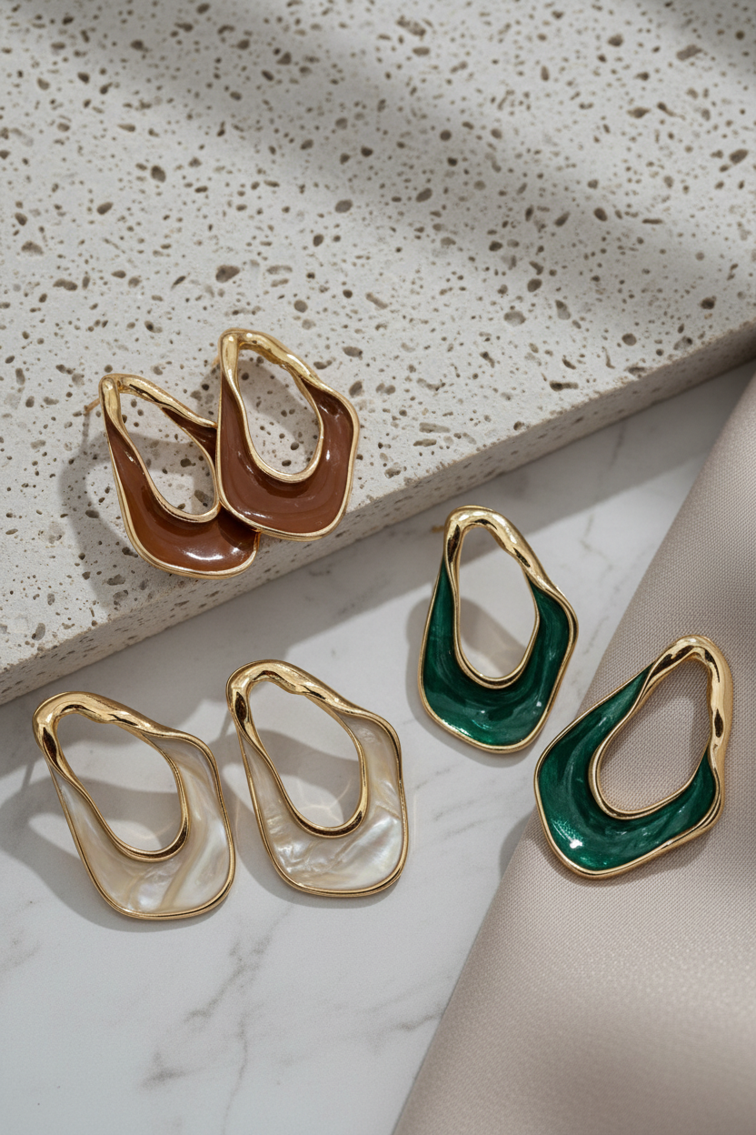 Enamel Wave Drop Studs