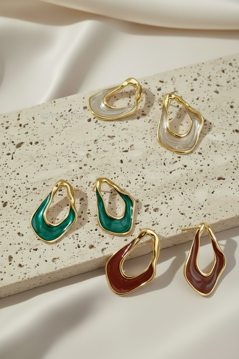 Enamel Wave Drop Studs