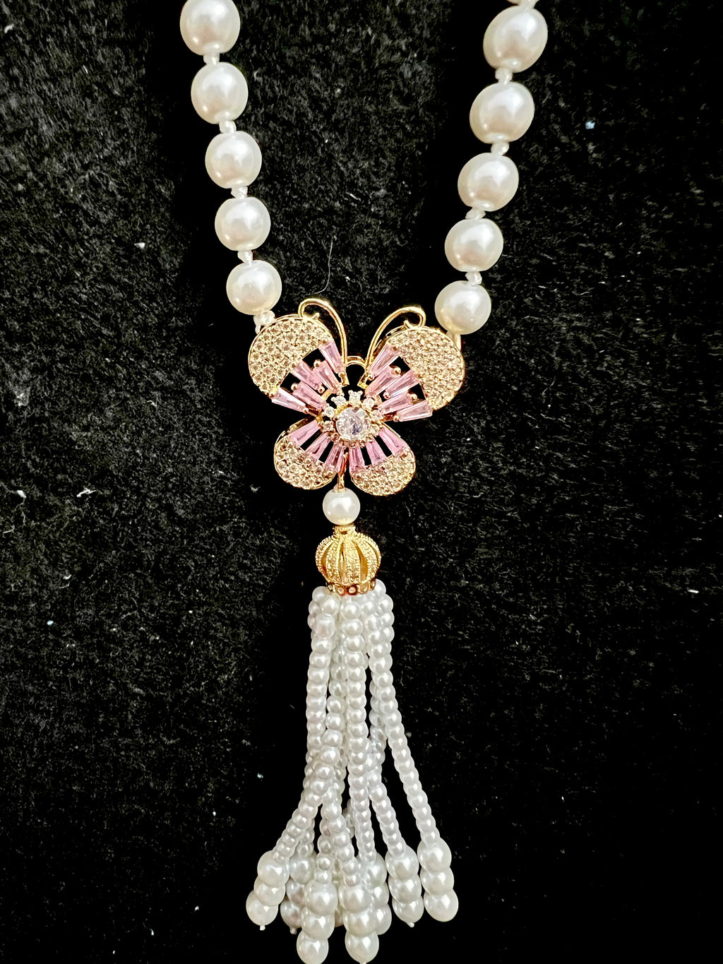 Gold Butterfly Pearl Maala