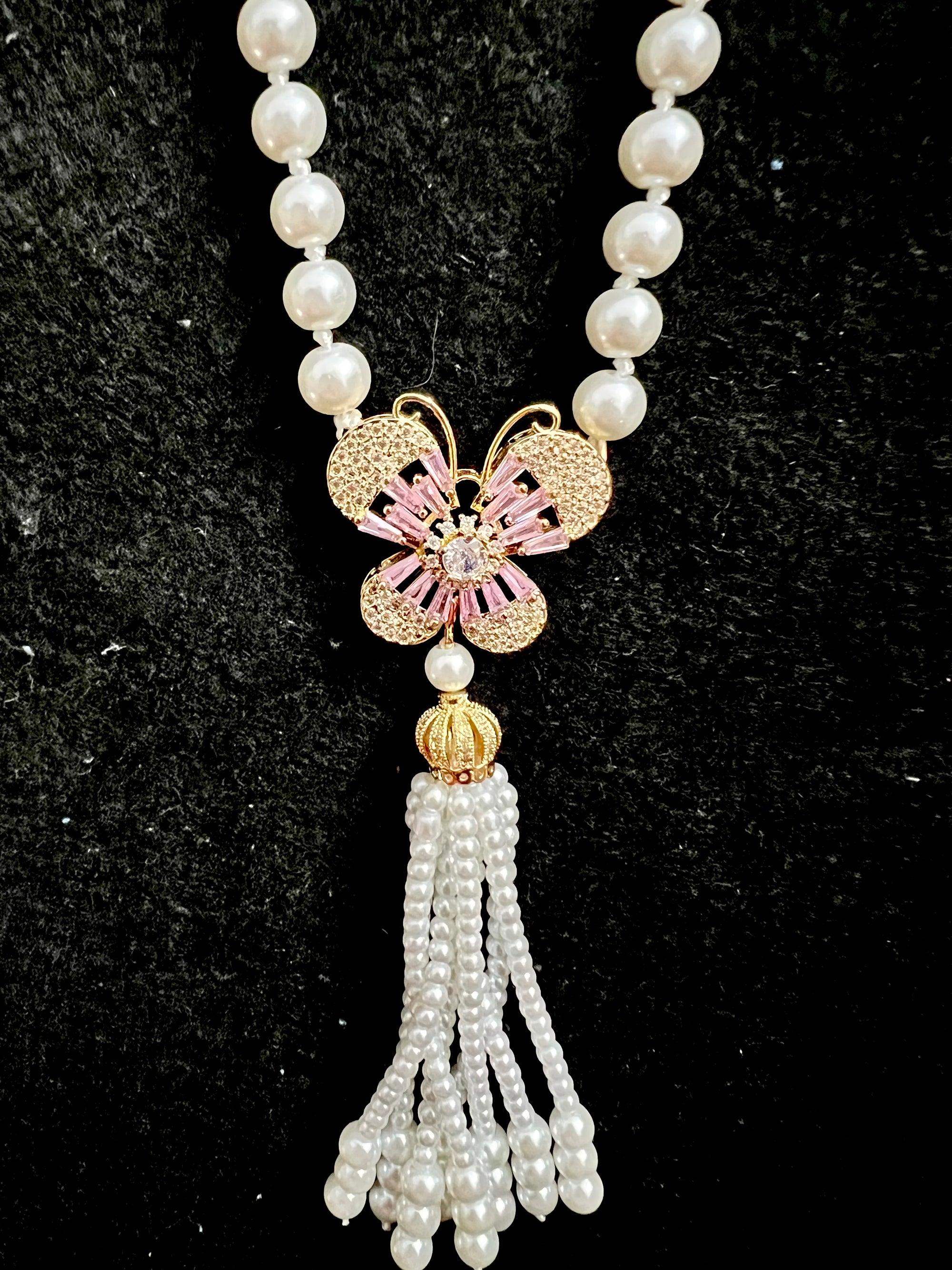 Gold Butterfly Pearl Maala