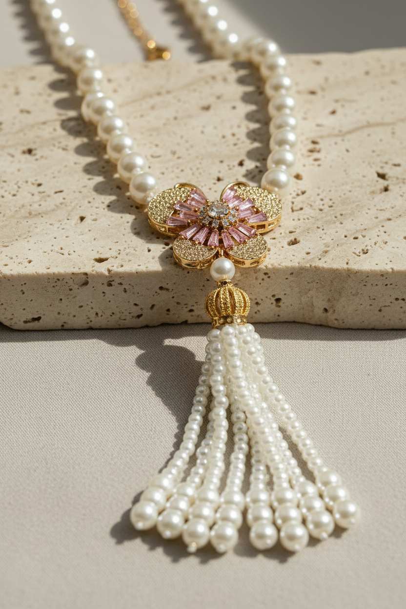 Gold Butterfly Pearl Maala