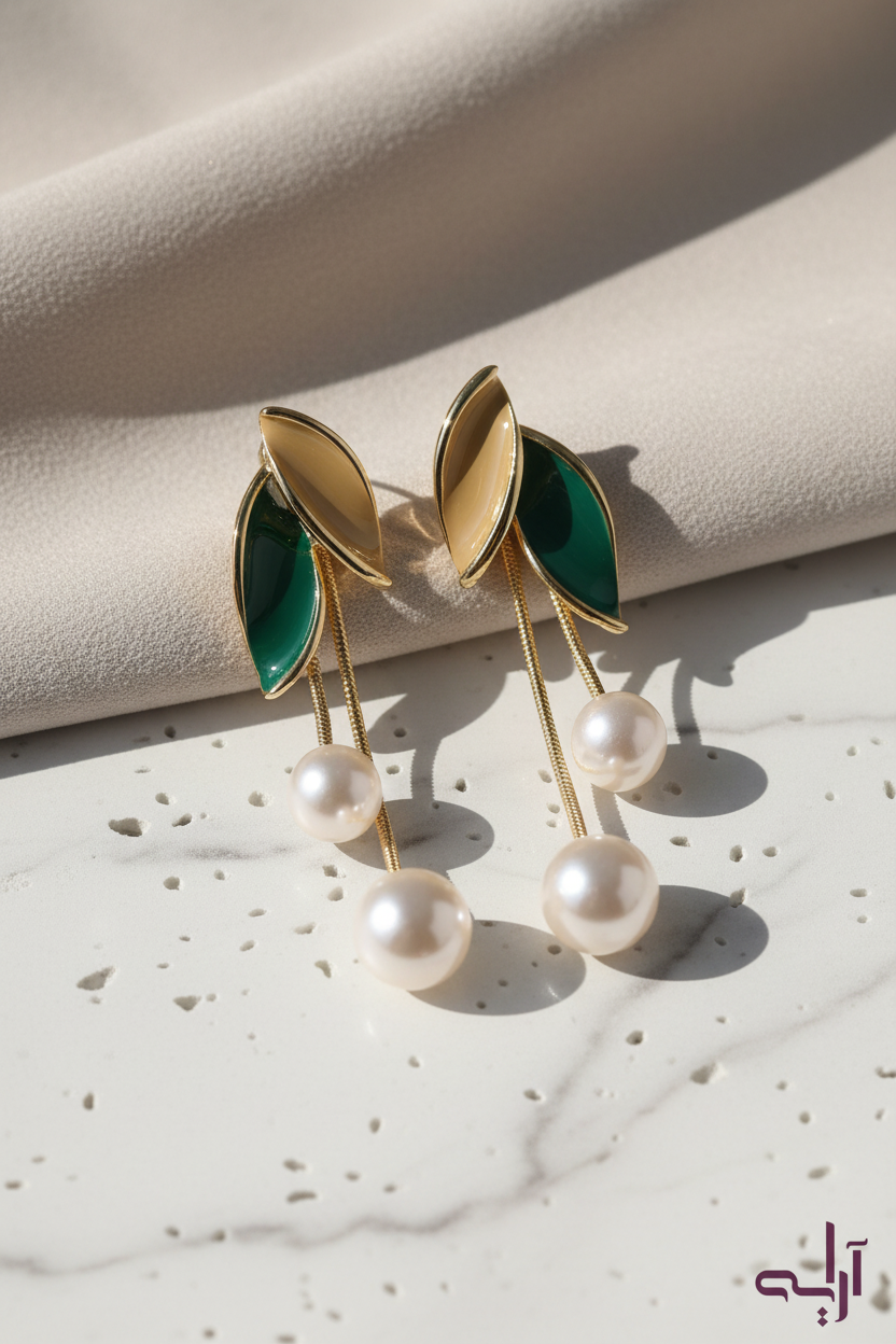 SunLeaf Pearl — gold-plated zinc alloy earring design by Arayeh