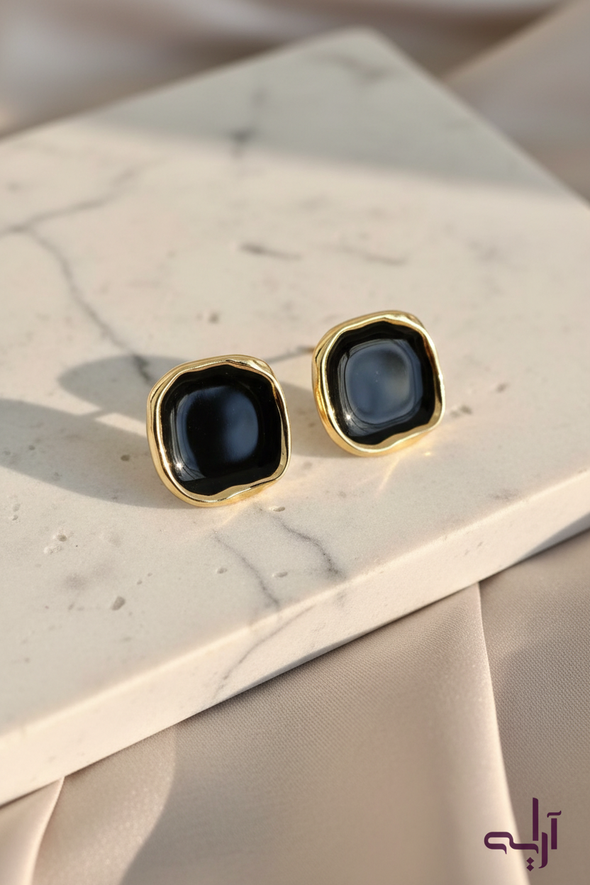 Black Aura Studs — zinc alloy earring design by Arayeh, view 2