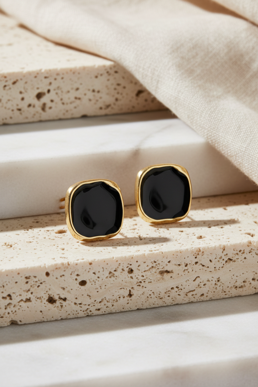 Black Aura Studs — zinc alloy earring design by Arayeh, view 3