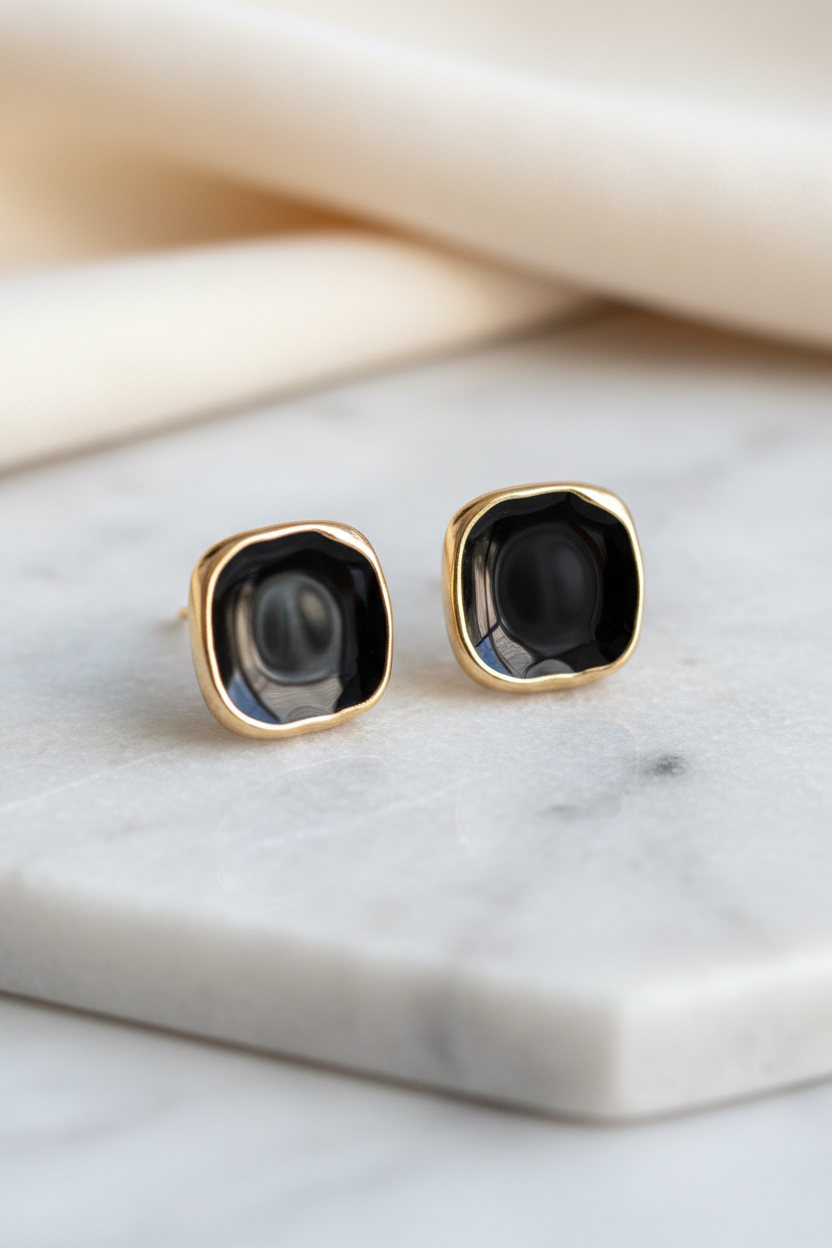 Black Aura Studs — zinc alloy earring design by Arayeh