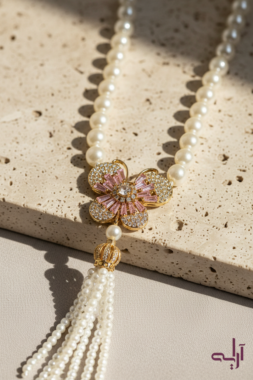 Gold Butterfly Pearl Maala