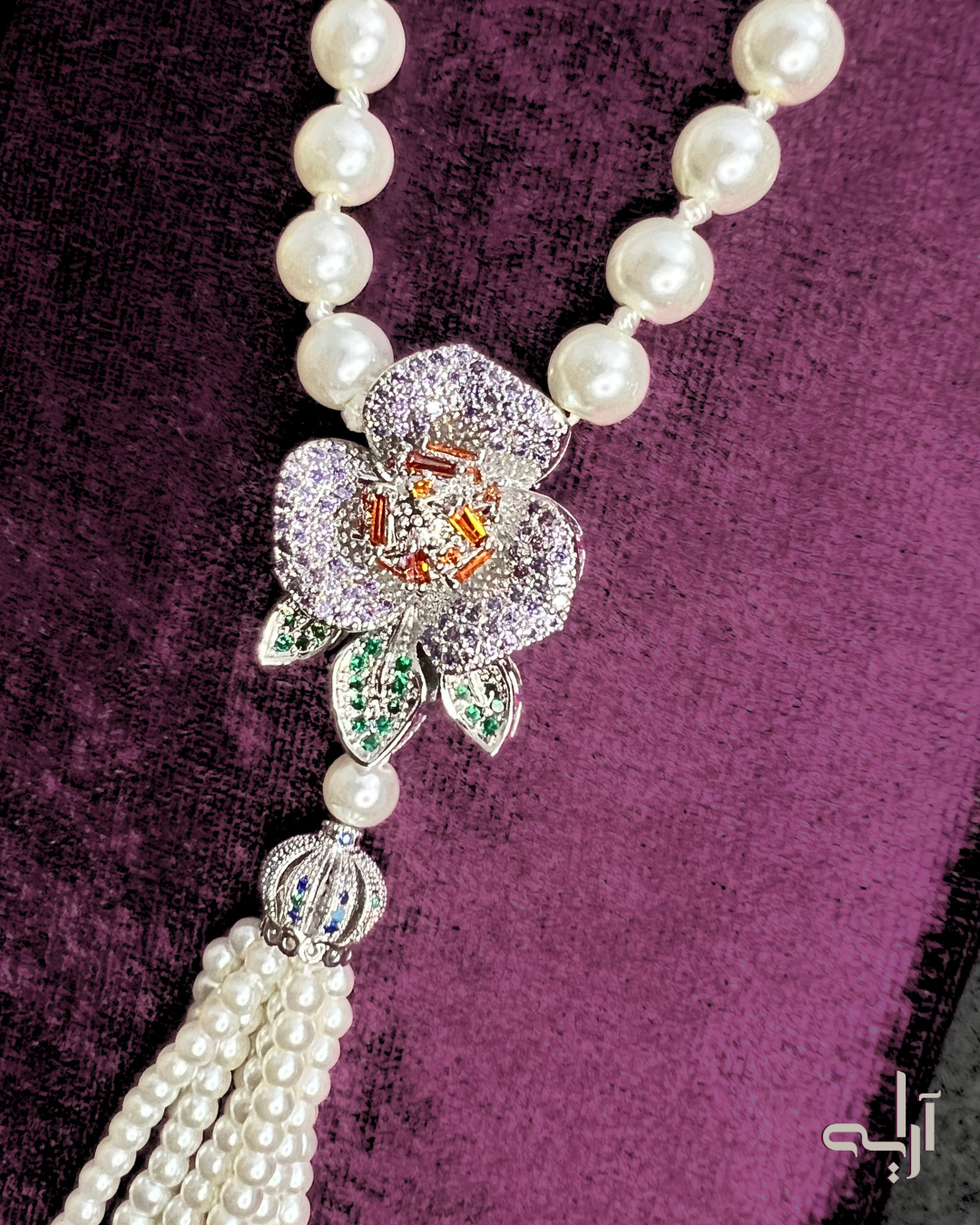 Silver Floral Pearl Maala